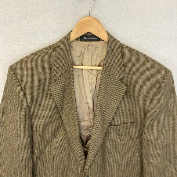 Chaps Ralph Lauren 100% Lambswool Tweed Blazer Mens 44L Sports Jacket Tan Green - Picture 3 of 16